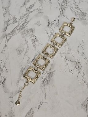 vintage Alfani gold-tone metal bracelet features brushed squares